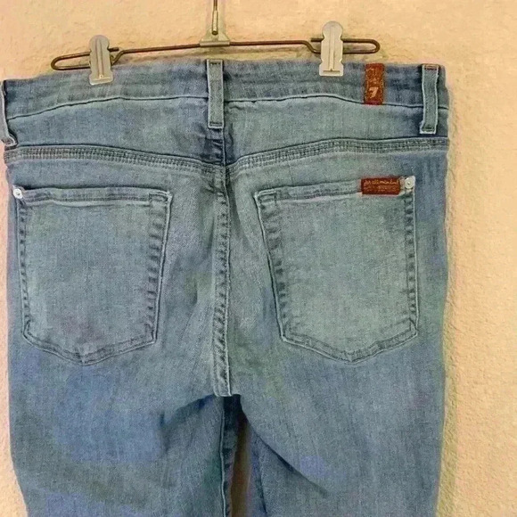 7 For All Man Kind Ankle Straight Jean Sz 31 high rise casual y2k medium wash - Picture 4 of 8